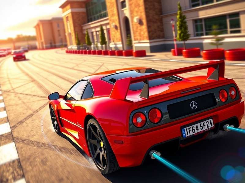 Extreme Car Driving Simulator gameplay screenshot showing high-speed city driving