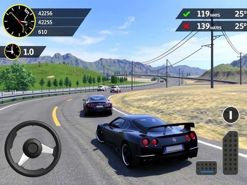 Extreme Car Driving Simulator gameplay screenshot showing a car drifting on a city road