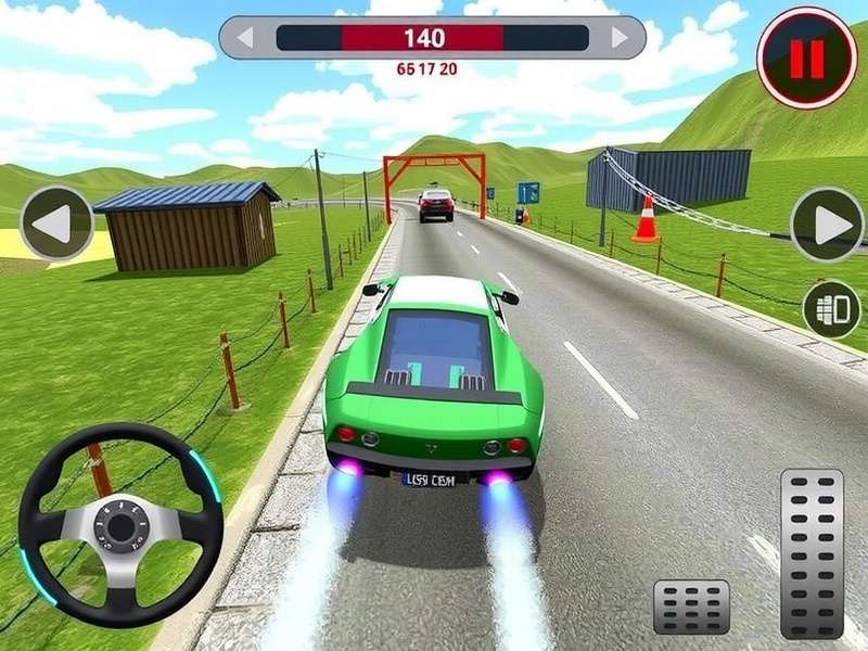 Extreme Car Driving Simulator gameplay screenshot showing high-speed stunt