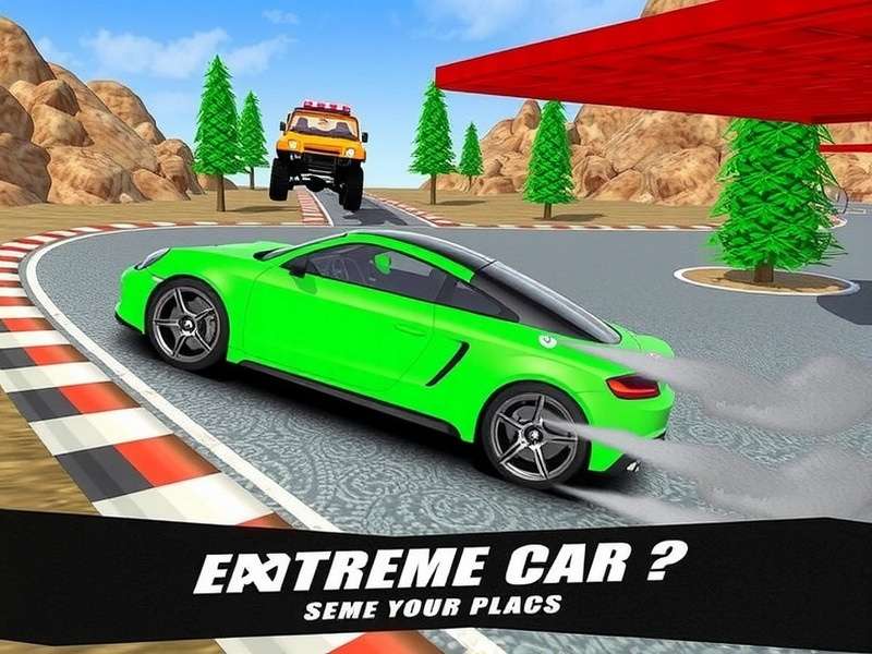 Extreme Car Driving Simulator gameplay screenshot showing high-speed stunt