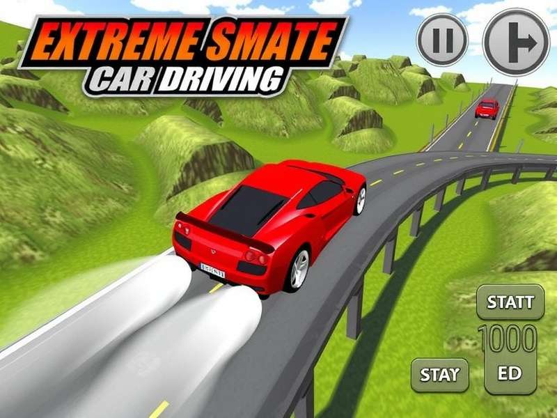 Extreme Car Driving Simulator gameplay screenshot showing high-speed stunt