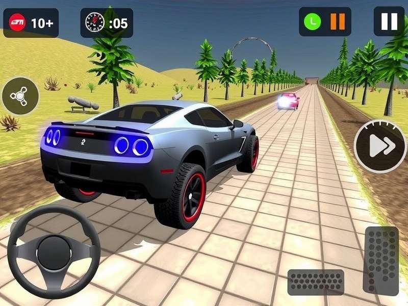Extreme Car Driving Simulator PC gameplay screenshot showing a sports car performing a stunt jump