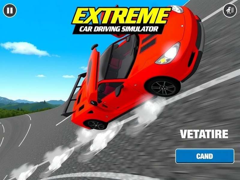 Extreme Car Driving Simulator gameplay screenshot showing high-speed stunts