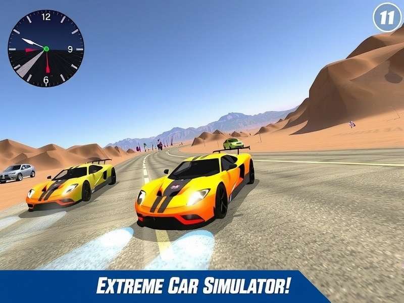 Extreme Car Driving Simulator An1 gameplay showing high-speed stunt jump