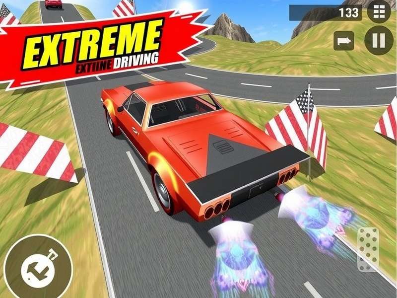 Extreme Car Driving Simulator gameplay screenshot showing a high-speed stunt jump