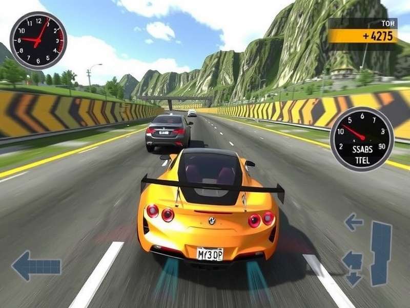 Extreme Car Driving Simulator gameplay showing a red sports car performing a mid-air stunt over a city bridge
