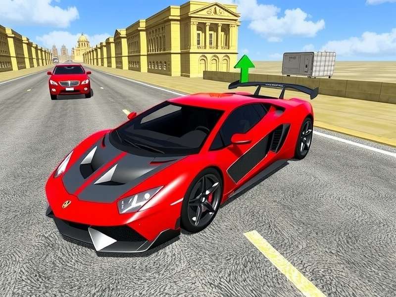 Extreme Car Driving Simulator gameplay screenshot showing a sports car performing a stunt