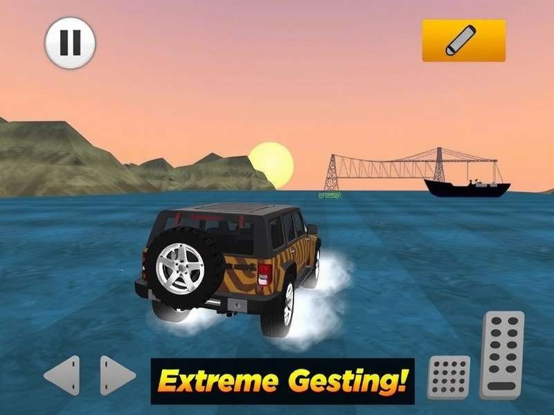 Extreme Car Driving Simulator 3d gameplay screenshot showing high-speed stunt