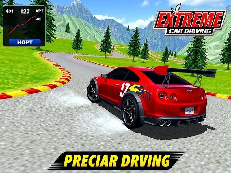Extreme Car Driving Simulator gameplay screenshot showing a car performing stunts