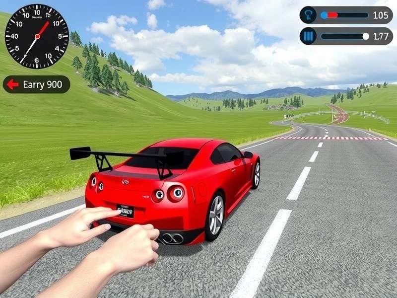 Extreme Car Driving Simulator gameplay screenshot showing high-speed racing