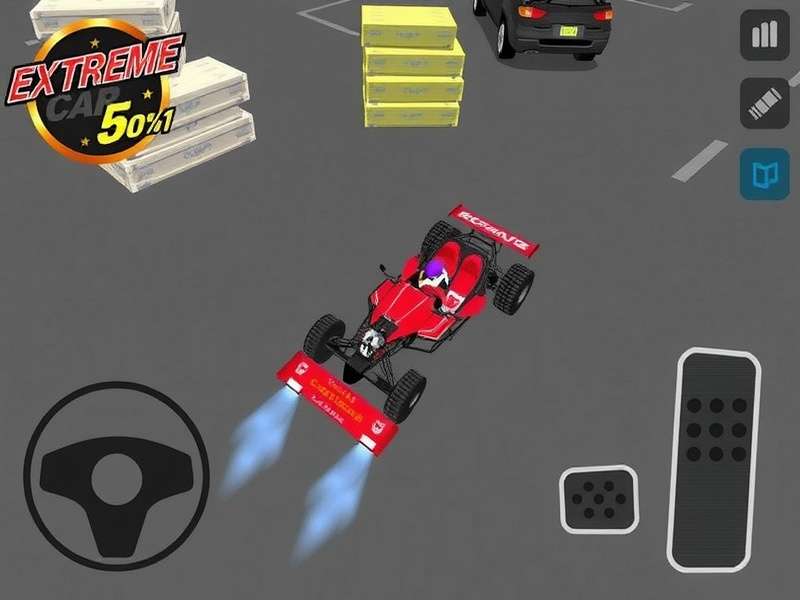 Gameplay screenshot of Extreme Car Driving Simulator Mod Apk An1 showing high-speed stunts