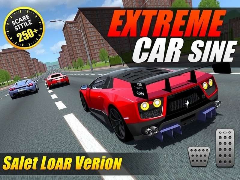 Extreme Car Driving Simulator Unlimited Money Latest Version gameplay screenshot showing open world with sports cars