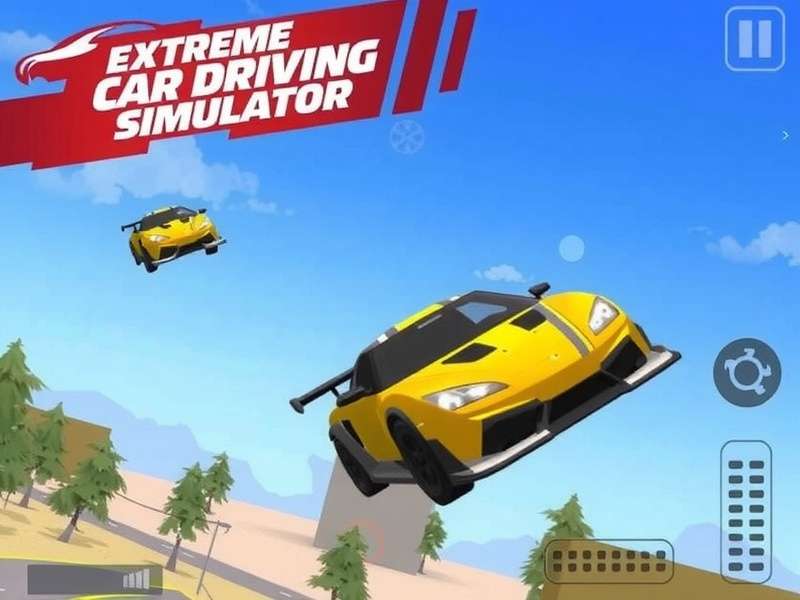 Extreme Car Driving Simulator gameplay screenshot showing open world city driving