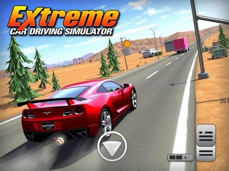 Extreme Car Driving Simulator PC gameplay screenshot with sports car drifting on city streets