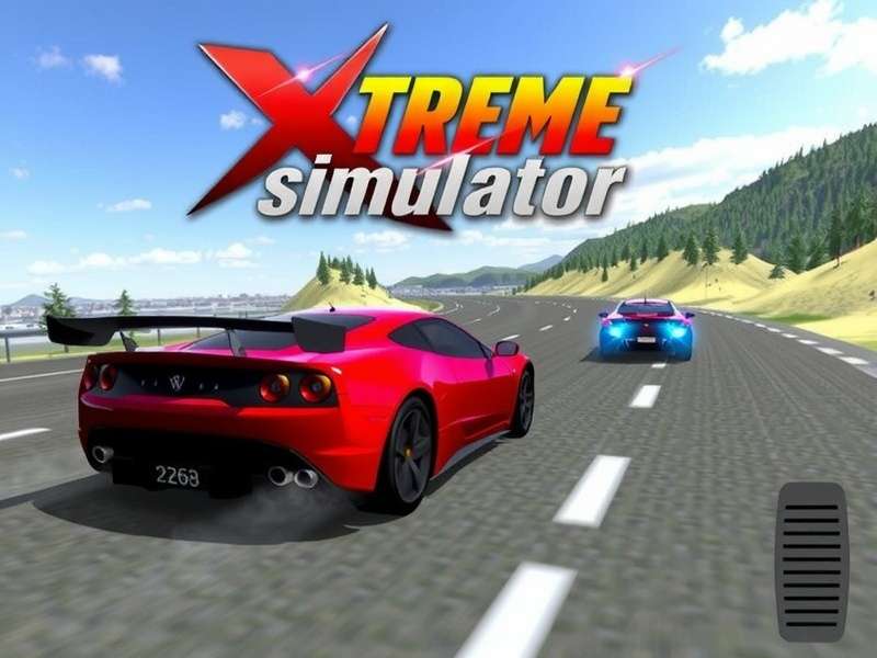 Extreme Car Driving Simulator installed on a laptop showing open world driving gameplay