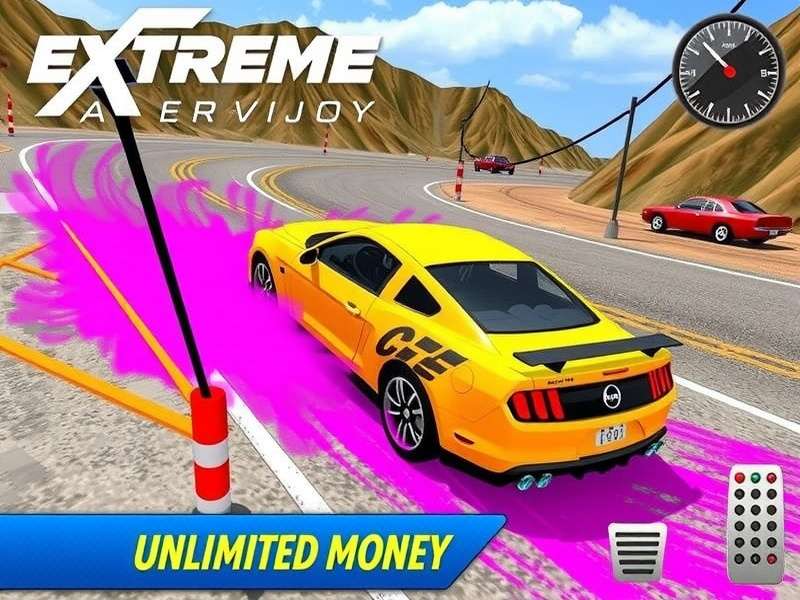 Extreme Car Driving Simulator old version gameplay screenshot with classic cars
