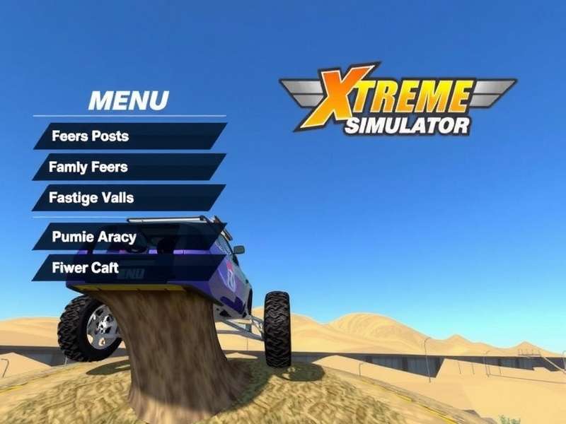 Extreme Car Driving Simulator Menu - main interface showing game options, vehicle selection, and settings screen